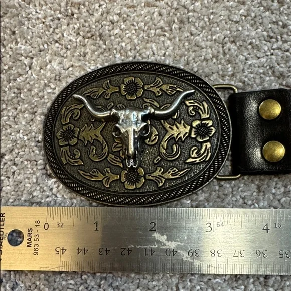 Men’s western cowboy Nashville party belt brown silver brass - Picture 4 of 6